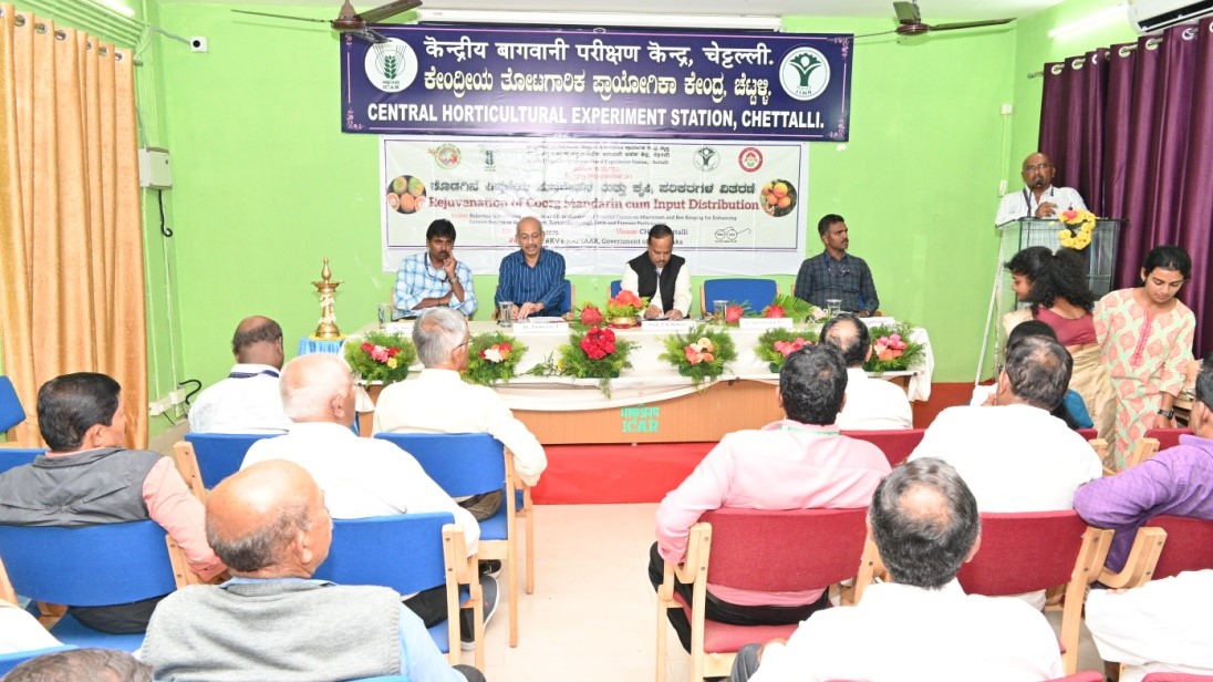 Training Programme on “Rejuvenation of Coorg Mandarin cum Input Distribution” under RKVY project organized at ICAR-IIHR-CHES, Chettalli on 23rd May 2025